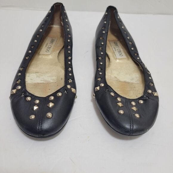Jimmy Choo Black Glitter Slip On Ballet Flat Womens Size 38 - Picture 3 of 13